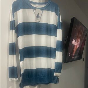 Striped Blue and White Long Sleeve Top NWT oversized